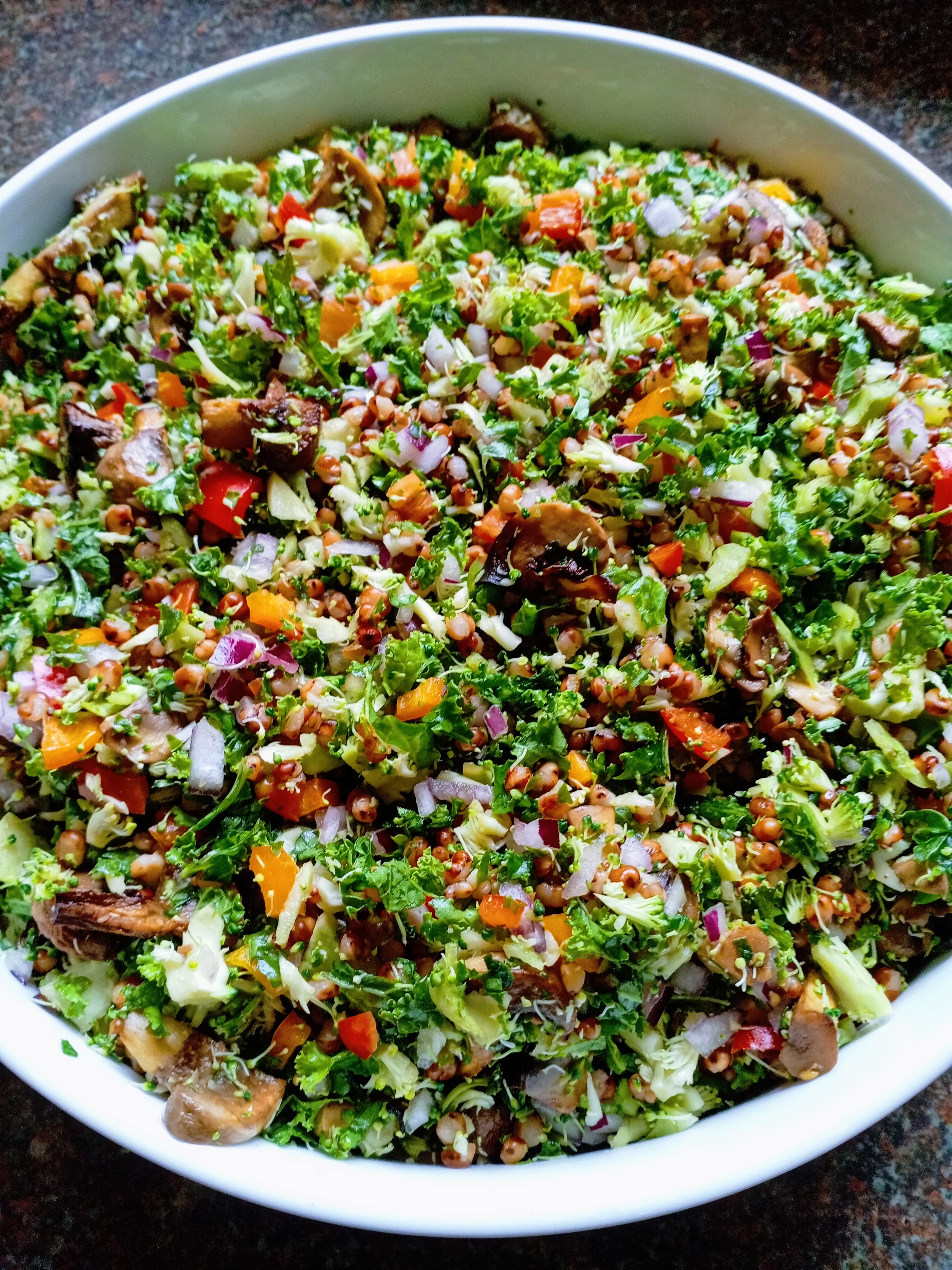 Sorghum, Mushroom and Broccoli Salad